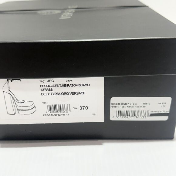 Versace Aevitas Platform Pumps 37 US 7 Pink Fuchsia Satin Crystal NIB $1575 - Picture 15 of 16